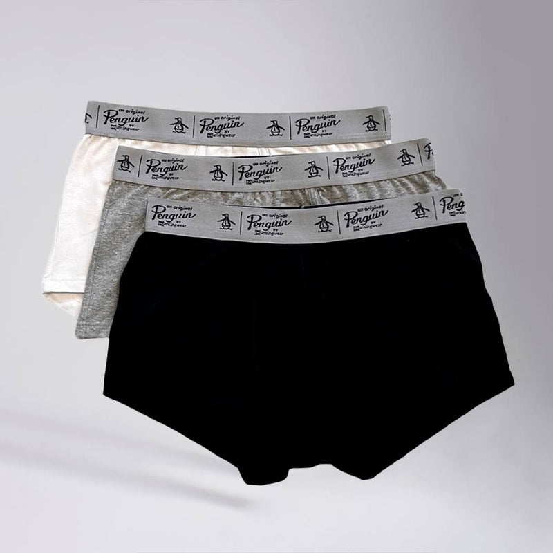 Kit de 3 Cuecas Boxer Original Penguin Branco/Mescla/Preto